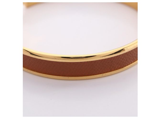 Bracciale Hermès Olympe in Pelle Marrone Oro D'oro - vista 6
