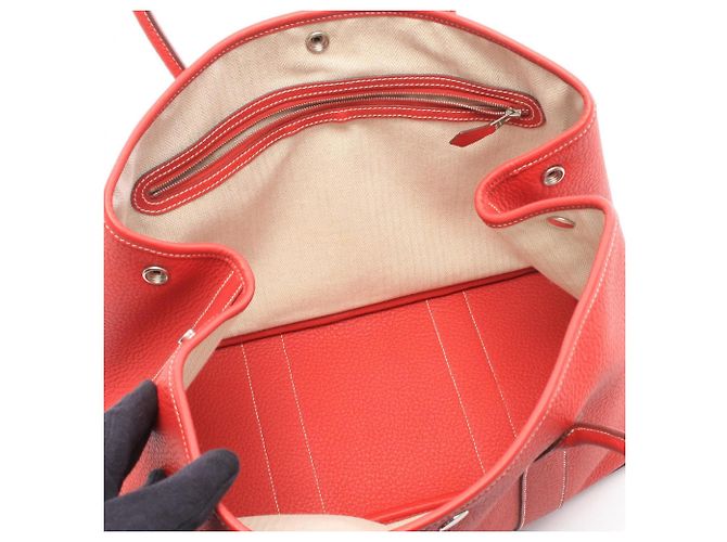Hermès Borsa Tote Hermes Garden Party PM Rosso - vista 3