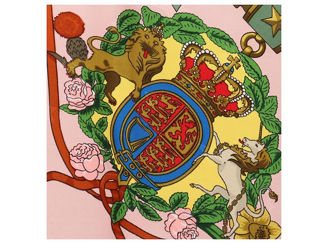 Hermès Hermes Carre 90 Emblemes de l'Europe Schal Pink Mehrfarben Grün - Ansicht 6