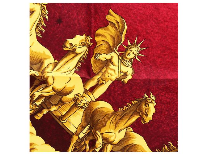 Hermès Foulard Hermes Carre 90 COSMOS Porpora Giallo - vista 5