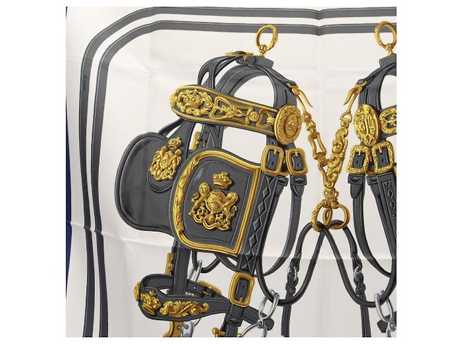 Hermès Foulard Hermes Carre 90 Brides de Gala Bianco Blu Multicolore - vista 6
