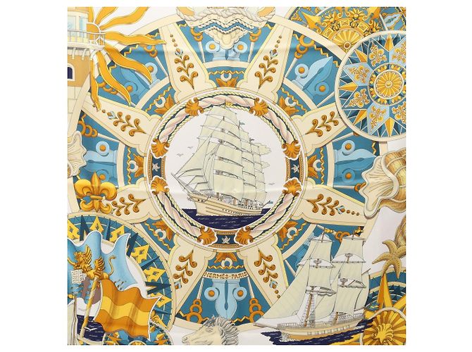 Hermès Hermes Carre 90 L'AIR MARIN Schal Mehrfarben Marineblau - Ansicht 4