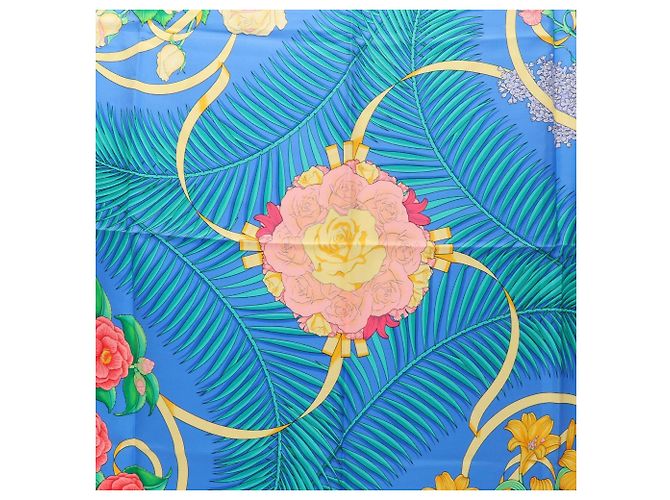 Hermès Hermes Carre 90 Fleurs de L'Opera Schal Blau Mehrfarben - Ansicht 4