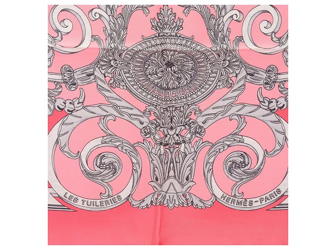 Hermès Foulard Hermes Carre 90 Les Tuileries Marrone Rosa - vista 4