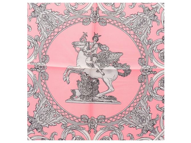 Hermès Foulard Hermes Carre 90 Les Tuileries Marrone Rosa - vista 5