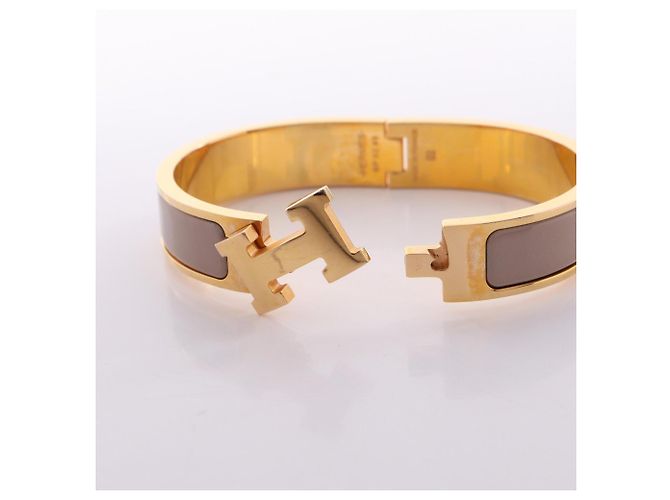 Hermès Brazalete Hermes Clic Clac PM Accessory Beige Dorado - vista 3