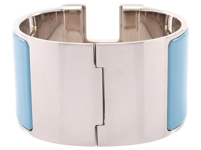 Hermès Bracciale Hermes Clic Clac TGM Argento Bianco Blu - vista 2