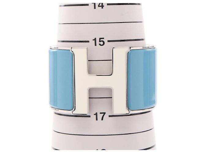 Hermès Bracciale Hermes Clic Clac TGM Argento Bianco Blu - vista 5
