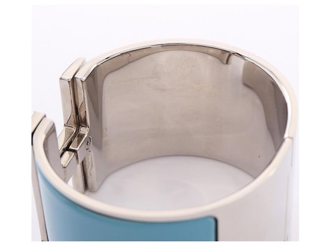 Hermès Bracciale Hermes Clic Clac TGM Argento Bianco Blu - vista 6