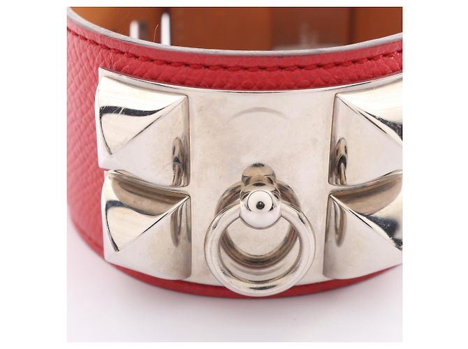 Hermès Hermes Collier de Chien Bangle Prata Vermelho - vista 10