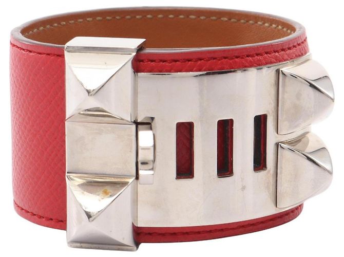 Hermès Hermes Collier de Chien Bangle Prata Vermelho - vista 2