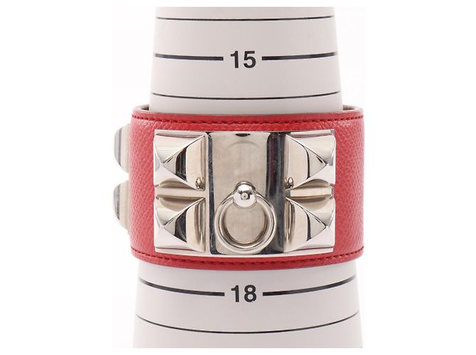 Hermès Hermes Collier de Chien Bangle Prata Vermelho - vista 6