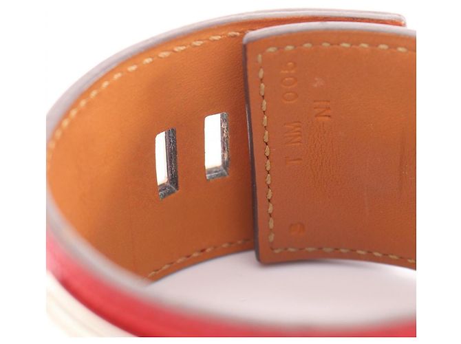 Hermès Hermes Collier de Chien Bangle Prata Vermelho - vista 7