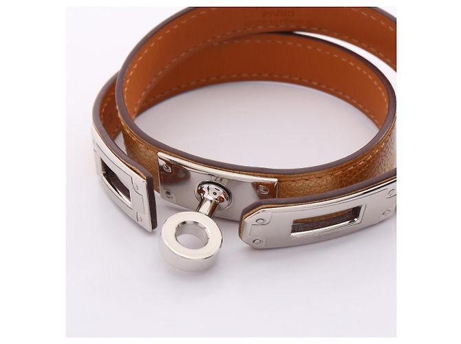 Hermès Bracciale Hermes Kelly Double Tour Marrone Argento - vista 3