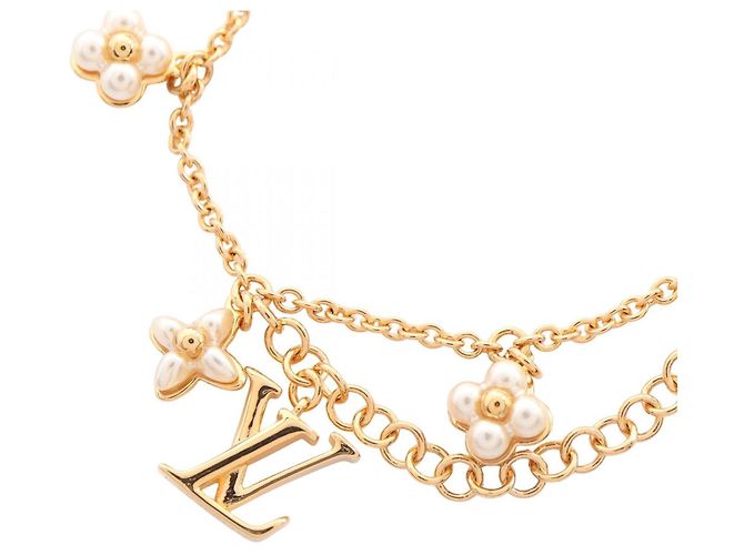 Bracciale con ciondolo Louis Vuitton LV Floragram Bianco D'oro - vista 2