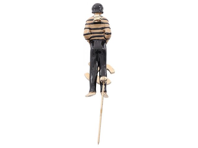 Spilla Chanel Mademoiselle Doll 100th Anniversary Nero Beige D'oro - vista 2