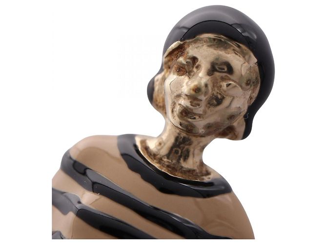 Spilla Chanel Mademoiselle Doll 100th Anniversary Nero Beige D'oro - vista 6
