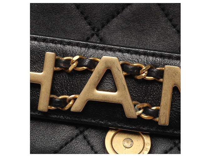 Borsa a tracolla Chanel Matelassé Logo Nero - vista 7