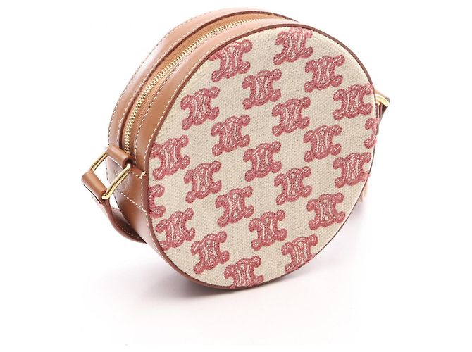 Céline Celine Fox Red Triomphe runde Schultertasche Braun Rot Roh - Ansicht 2