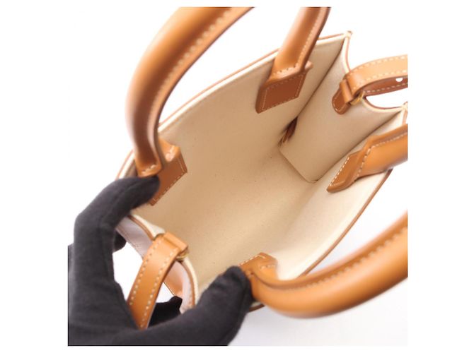 Céline Celine Mini Vertical Cabas Borsa a mano 2-Way Marrone Crudo - vista 3