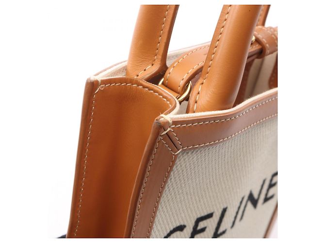 Céline Celine Mini Vertical Cabas Borsa a mano 2-Way Marrone Crudo - vista 5