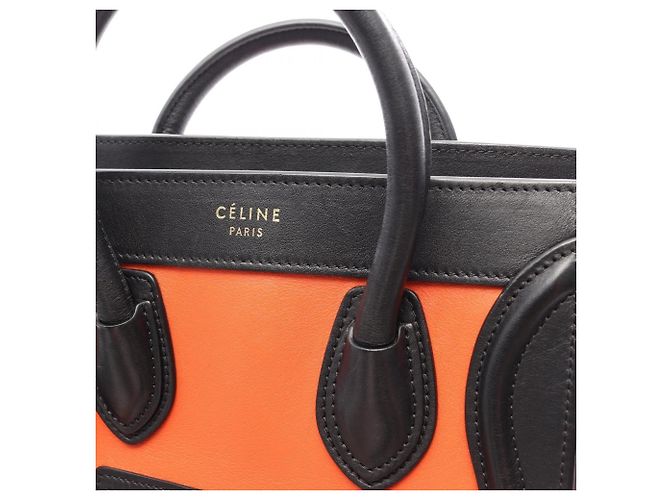 Céline Borsa a mano 2-Way Celine Luggage Nano Shopper Nero Beige Arancione - vista 10