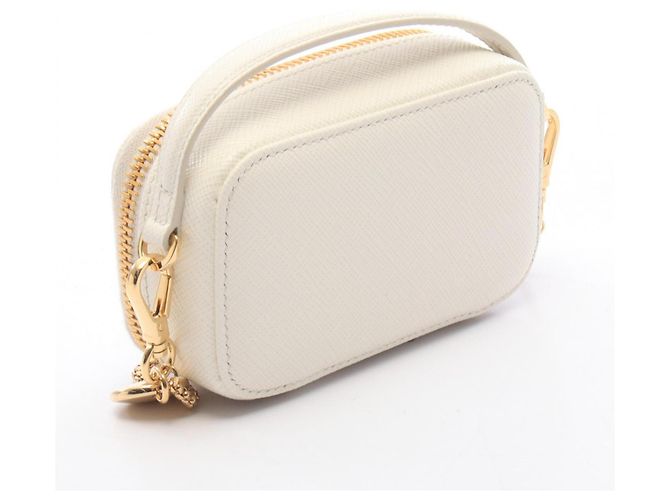 Saffiano Prada Triangle Logo Mini Pouch Schultertasche Weiß - Ansicht 2