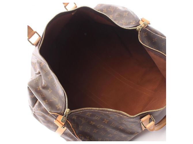 Louis Vuitton Keepall Bandoulière 55 Monogram Boston Bag Marrone Monogramma - vista 3