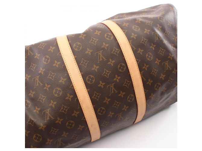 Louis Vuitton Keepall Bandoulière 55 Monogram Boston Bag Marrone Monogramma - vista 8
