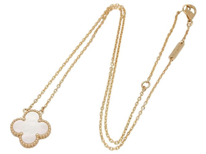 Collana Van Cleef & Arpels Vintage Alhambra in madreperla Bianco D'oro - vista 2