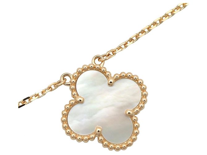 Collana Van Cleef & Arpels Vintage Alhambra in madreperla Bianco D'oro - vista 3