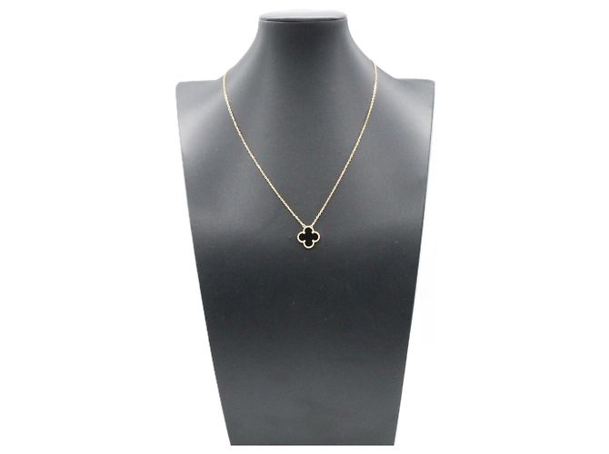 Collana Van Cleef & Arpels Vintage Alhambra Onyx Nero D'oro - vista 6
