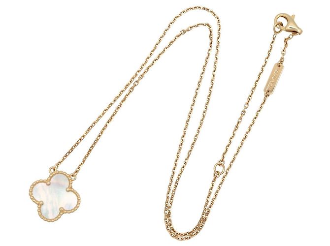 Collana Van Cleef & Arpels Vintage Alhambra Bianco D'oro - vista 2