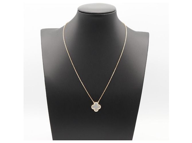 Collana Van Cleef & Arpels Vintage Alhambra Bianco D'oro - vista 6