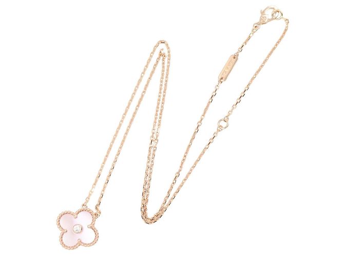 Collana Van Cleef & Arpels Vintage Alhambra in madreperla rosa D'oro - vista 2