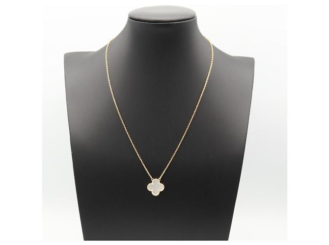 Van Cleef & Arpels Vintage Alhambra Halskette aus Perlmutt Weiß Golden - Ansicht 5