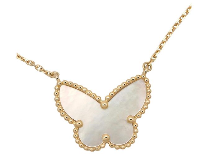 Collana Van Cleef & Arpels Lucky Alhambra Papillon Bianco D'oro - vista 3