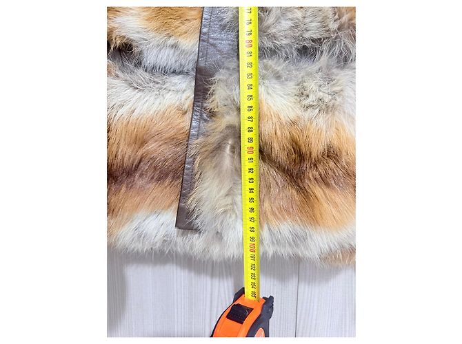 Autre Marque Fuchsfell- und Ledermantel lang Braun - Ansicht 8