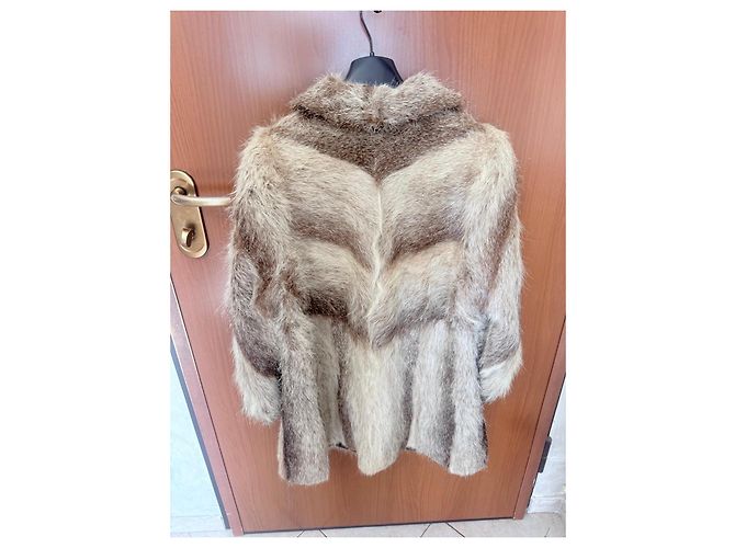 Autre Marque NOREX Fuchsfellmantel in Braun und Grau Weiß - Ansicht 2