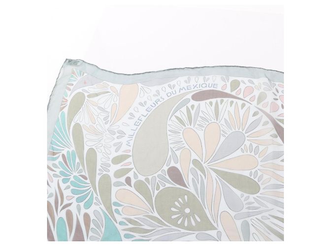 Hermès Foulard di seta Hermes Millefleurs du Mexique Rosa Multicolore Verde - vista 8