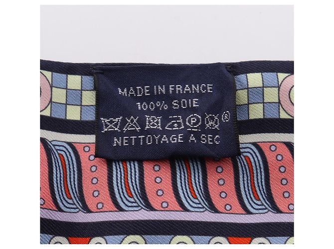 Hermès Hermes Twilly HARNAIS EN ROSACE Scarf Pink Multiple colors Navy blue - view 5