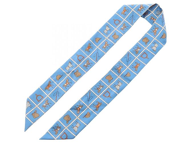 Hermès Hermes Twilly Couvertures et Tenues de Jour Scarf Blu Multicolore - vista 3