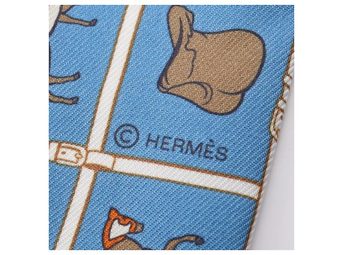 Hermès Hermes Twilly Couvertures et Tenues de Jour Scarf Blu Multicolore - vista 4
