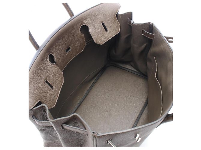 Hermès Borsa Hermes Birkin 40 in pelle Togo grigia Marrone - vista 3