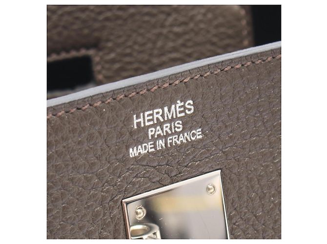 Hermès Borsa Hermes Birkin 40 in pelle Togo grigia Marrone - vista 4