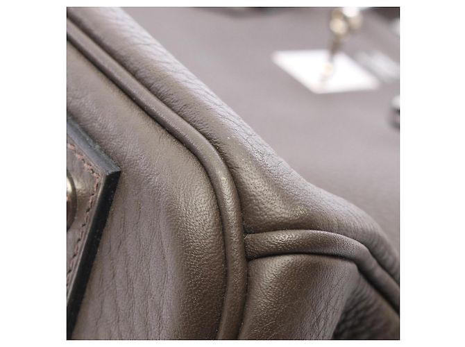Hermès Borsa Hermes Birkin 40 in pelle Togo grigia Marrone - vista 7