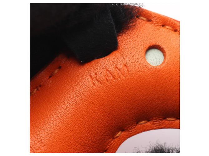 Ciondolo Hermès Buddy Nero Verde Arancione Agneau Milo - vista 4