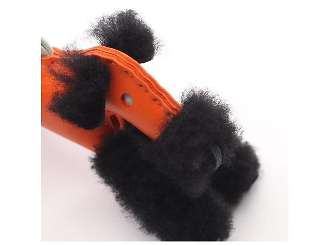 Ciondolo Hermès Buddy Nero Verde Arancione Agneau Milo - vista 5