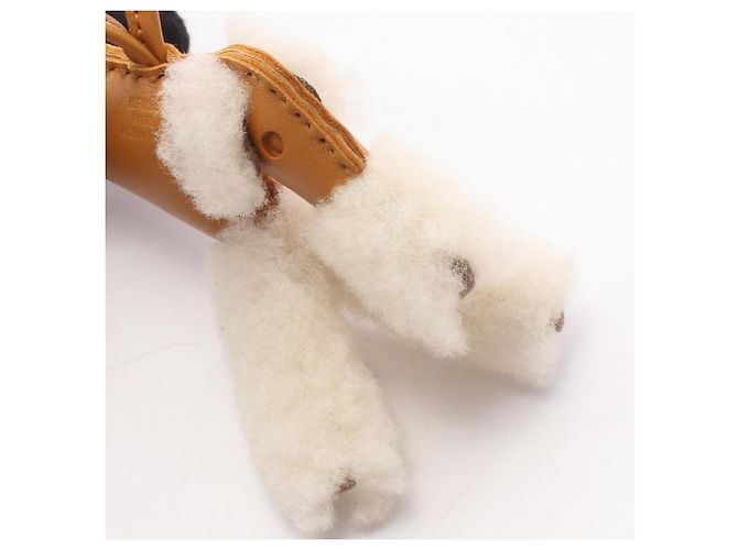 Charm Hermès Buddy Marrone e Bianco in Pelliccia e Agnello - vista 6