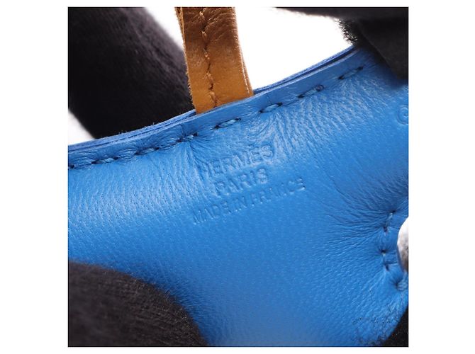 Charm per borsa Hermès Buddy Blu e Marrone in Pelliccia e Agnello - vista 3